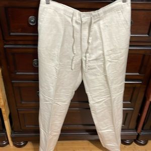 COPY - Cubavera Men’s Linen Blend Drawstring Pants, Size L, Khaki/Natural Linen